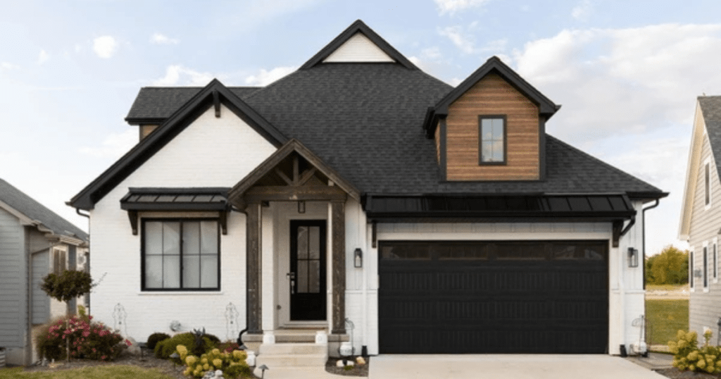 black and white house exterior